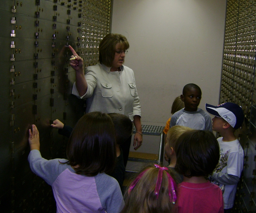 The Marketing Department provides a tour through the Bank to local students.