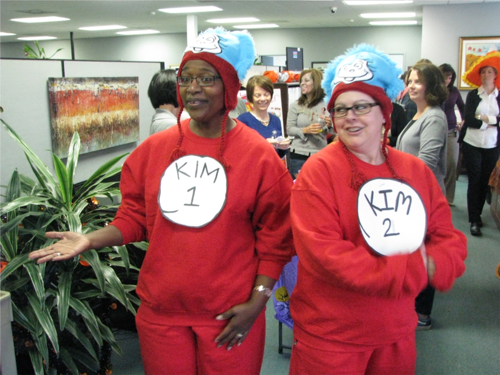 Halloween is a major holiday at VHQC. We host a party and team members compete for the best costume. In 2014, "Kim 1 and Kim 2" won first place for their creative costume.