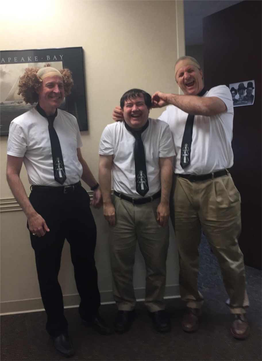 Doctors William Hark, Robert Call and Lawrence Gelber dressed as the Three Stooges for Halloween.