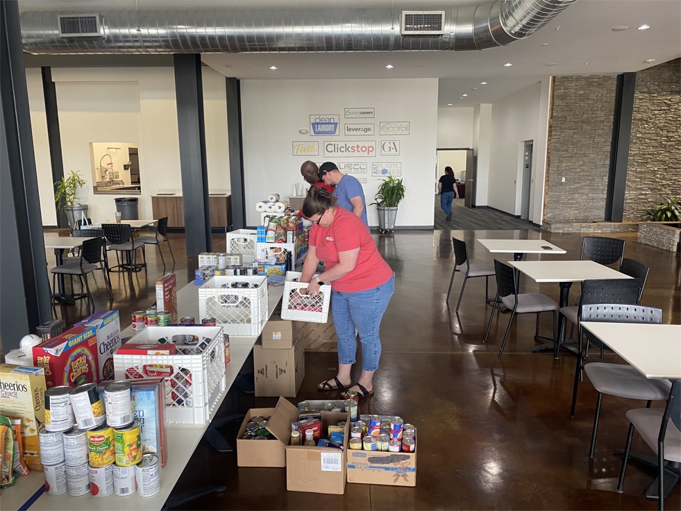 Clickstop employees organize a drive for a local food pantry
