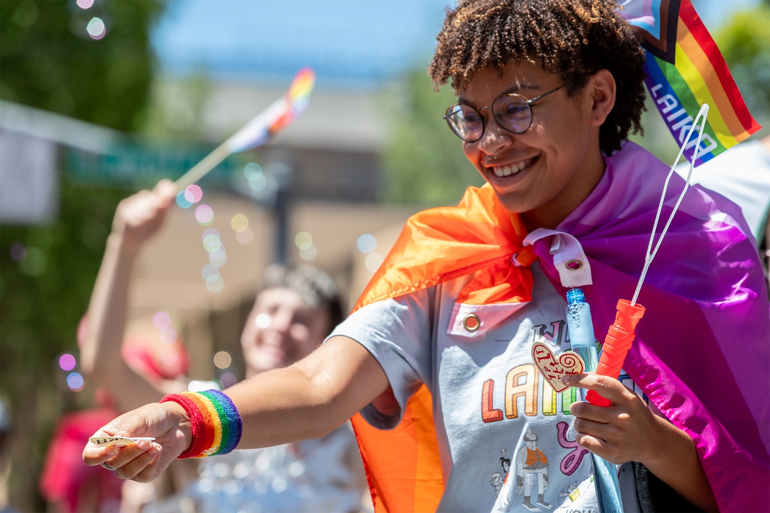 Junior CG Lighter Dallas Reynolds was among the more than 100 proud LAIKAns, friends, and family who marched in Portland’s 2023 Pride Parade.