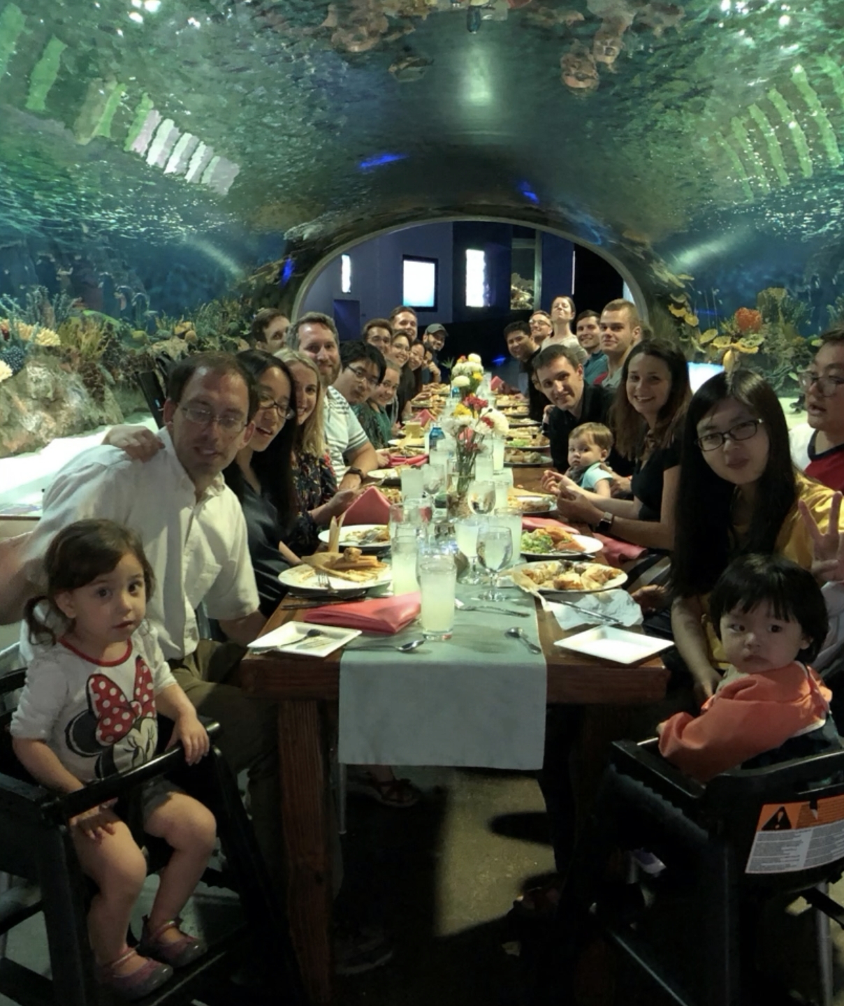 Equity Methods families gather for a private dinner at the OdySea Aquarium. (Pre-pandemic photo.)