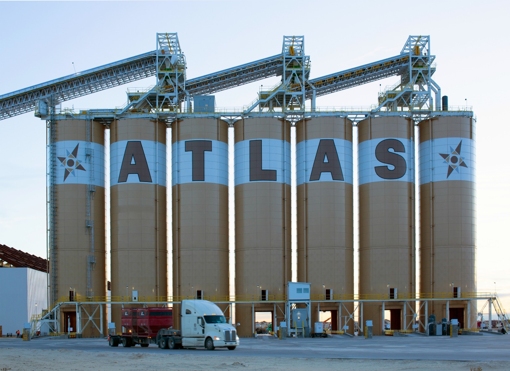 Atlas Sand Silos with Truck leaving in early morning light_small.jpg