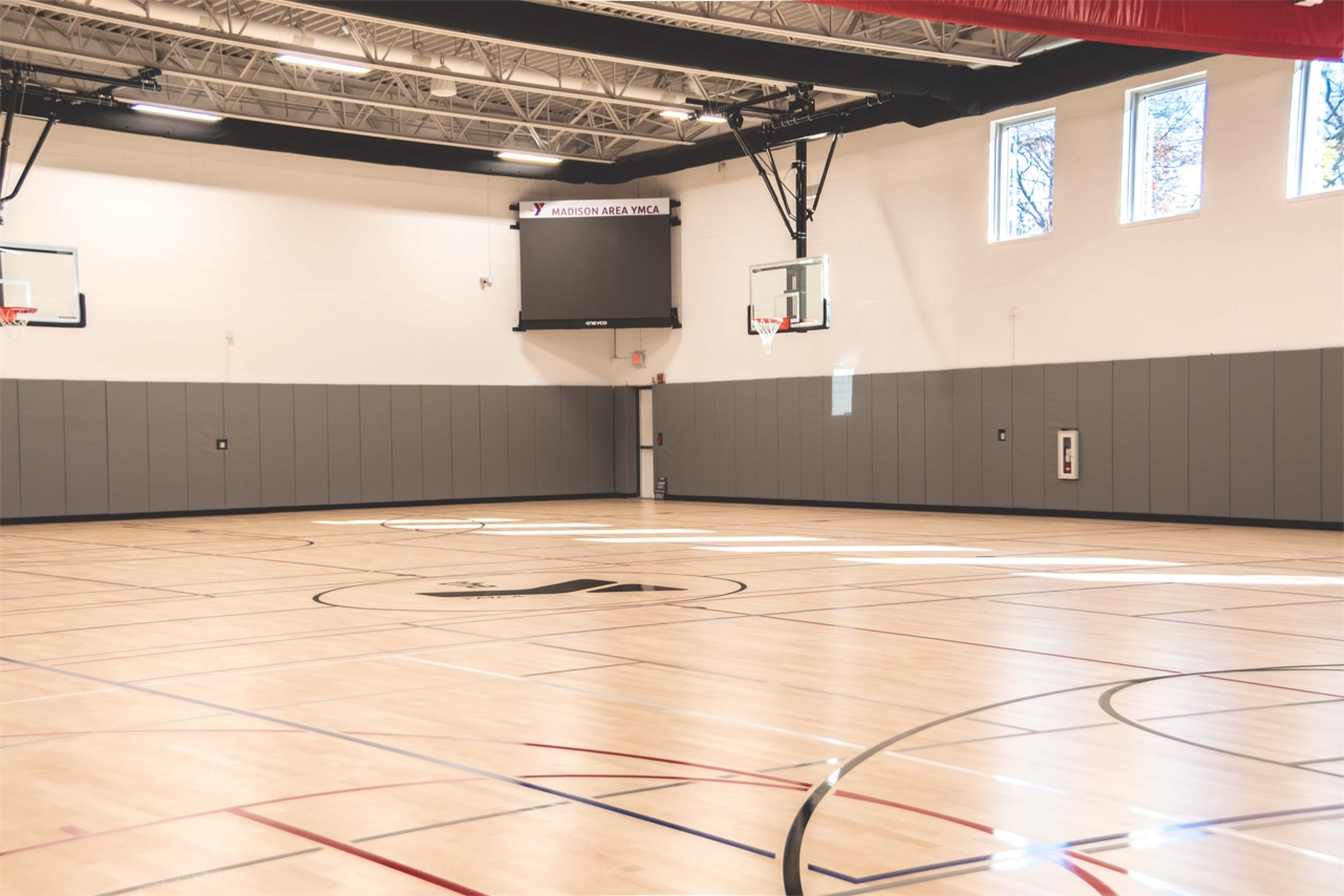 Full-sized basketball gymnasium