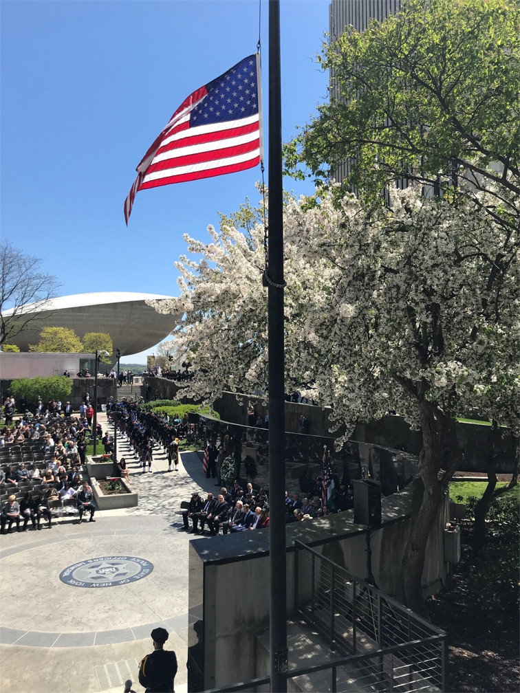 DCJS annually coordinates the state’s Police Officers Memorial Remembrance Ceremony, which occurs in May at the memorial on the Empire State Plaza in Albany.