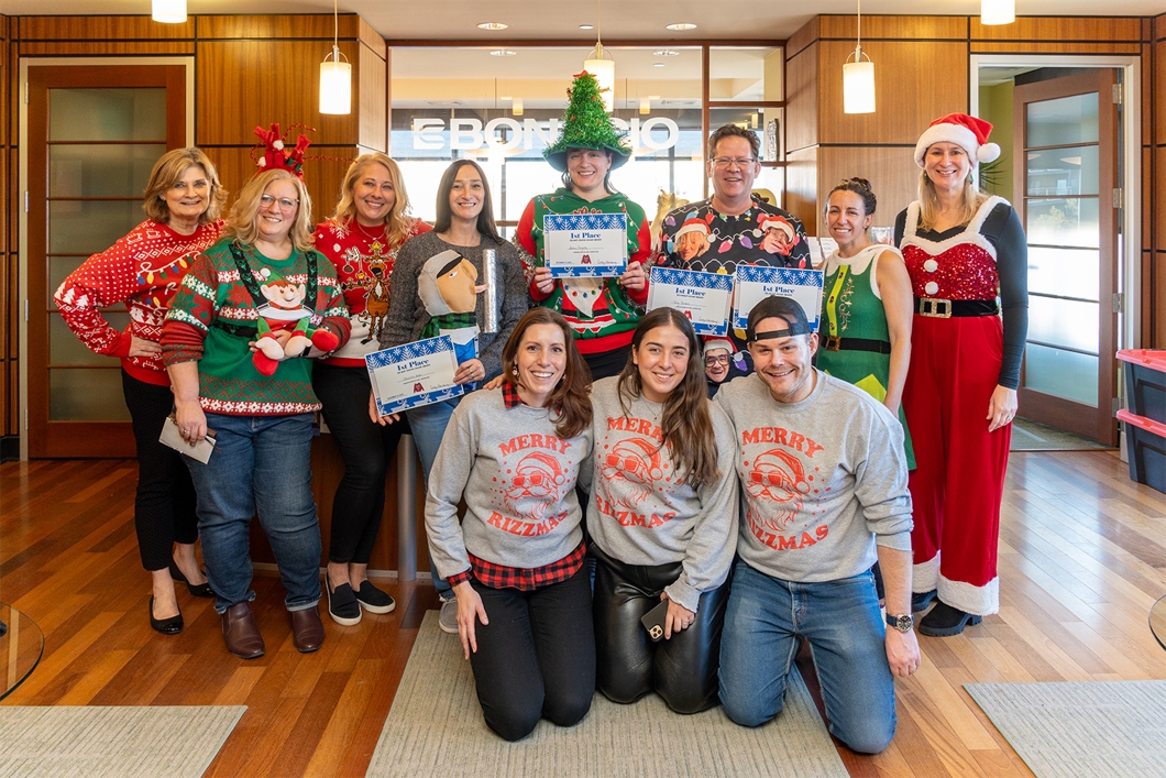 Construction, Development, and Management employees at our annual Ugly Sweater Contest