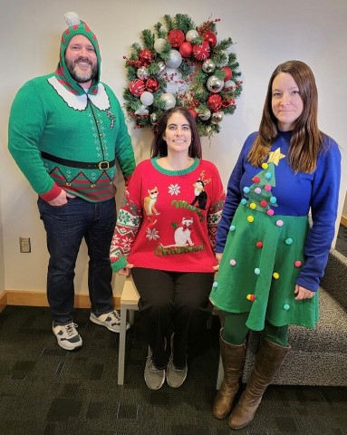 Associates use a little friendly competition likethe firm's Ugly Sweater contest to have fun with one another and clients.