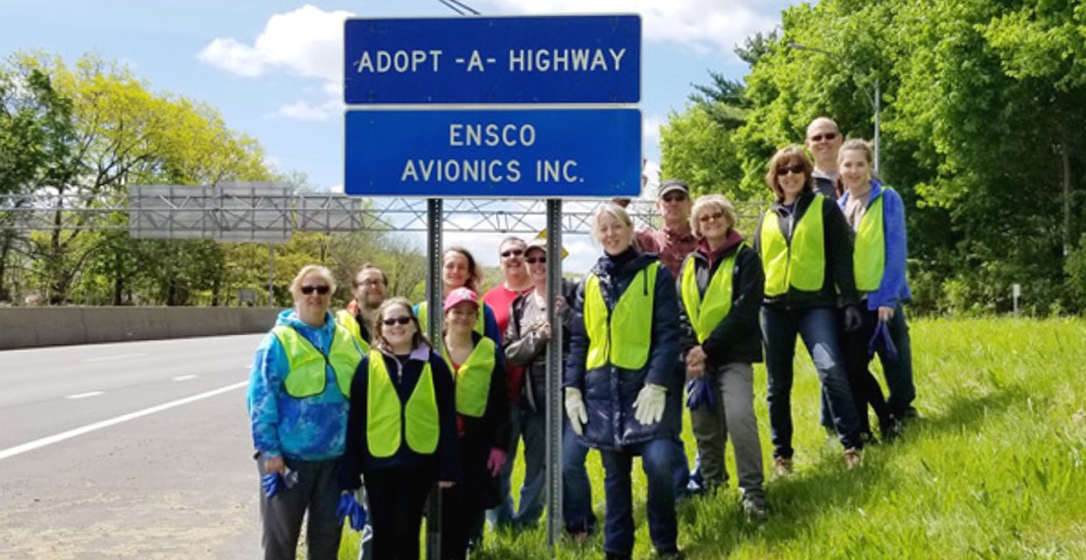 ENSCO Avionics – Employees volunteering to clean up for the Adopt-A-Highway Program