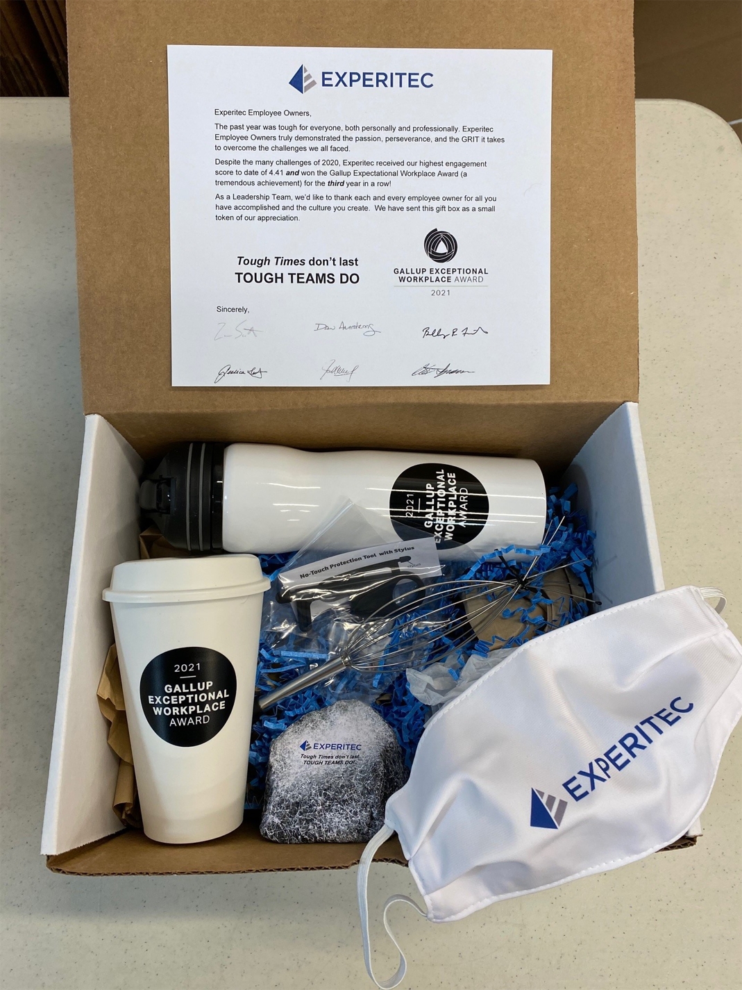The Experitec Leadership Team recognized Employee Owners on this year’s Employee Appreciation Day by sending gift boxes with Experitec merchandise to their homes.