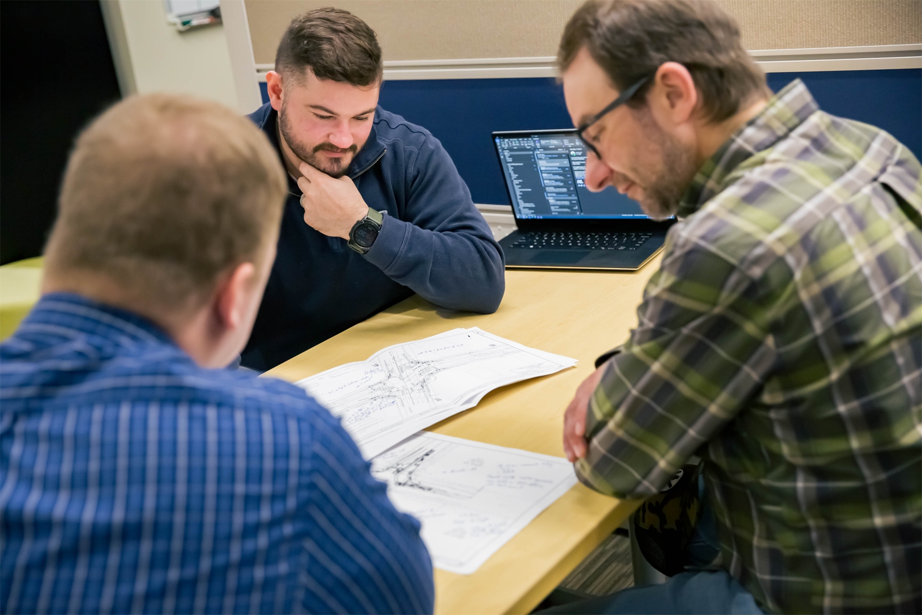 Project planning with Kevin Wehner, Matt Regnier, and Josh Wilber.