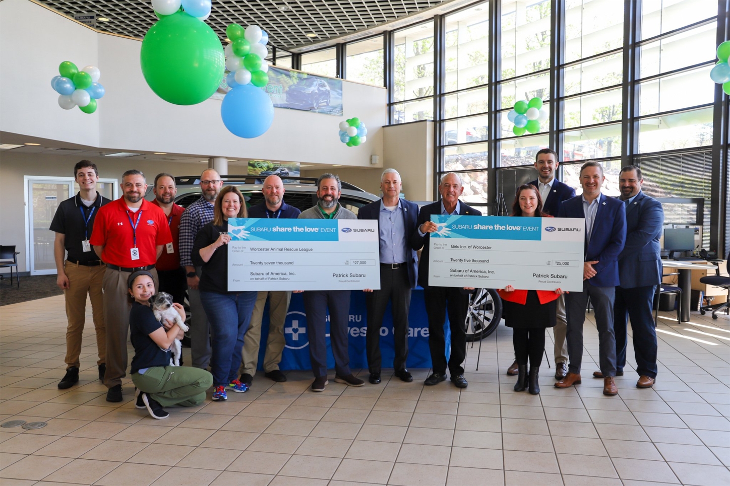 The annual Subaru Share the Love check presentation, where Patrick Subaru donated over $50,000 to two local non-profit organizations.