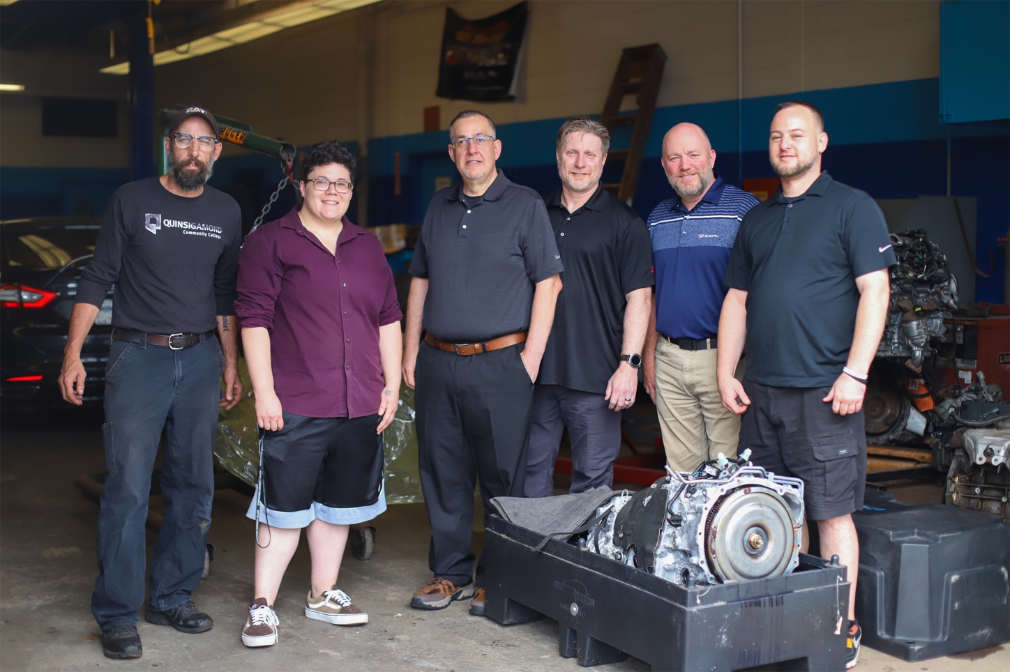 Donating a Subaru CVT Transmission and a Volkswagen engine to Quinsigamond Community College's automotive program.