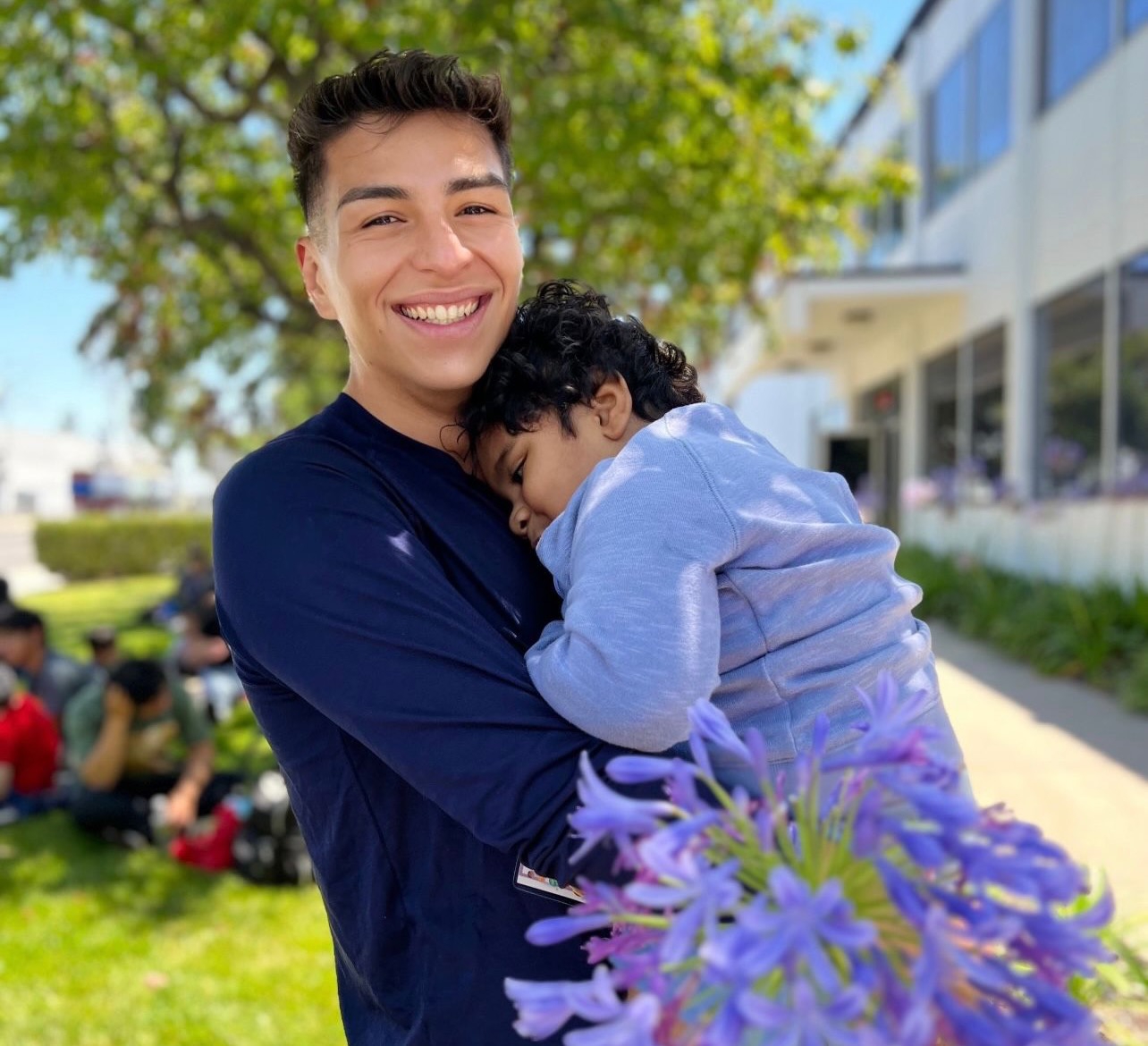 Staff Member with Student at Camp