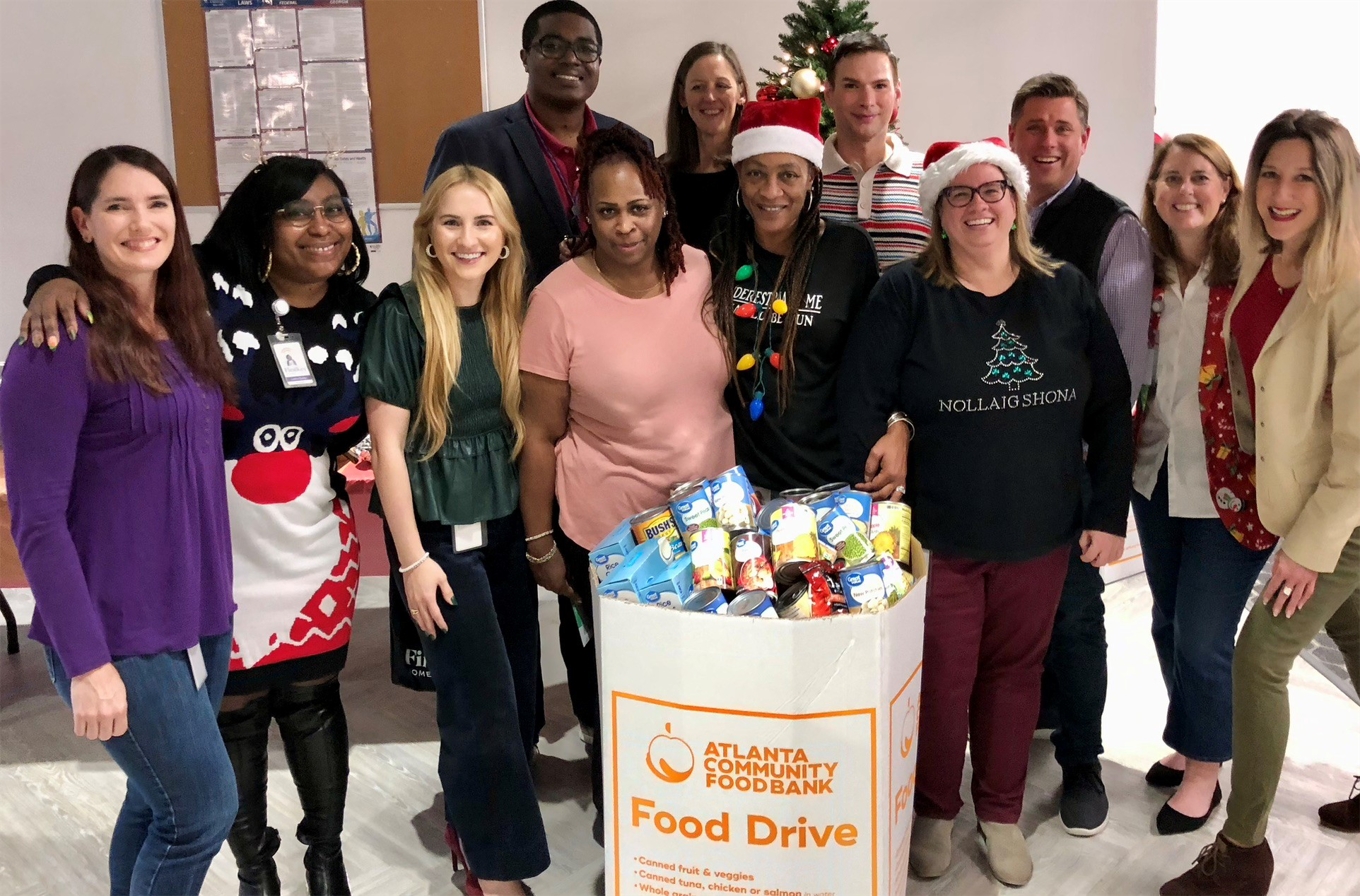 Celebrating the holidays with a festive luncheon and food drive