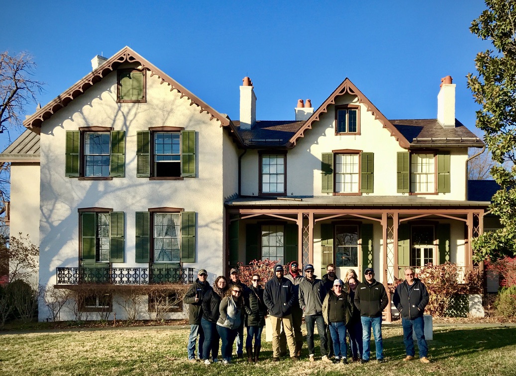 Wagner Roofing team outside President Lincoln's Cottage