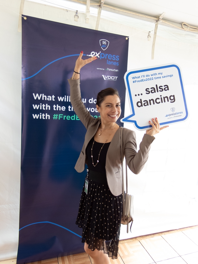 Alina Cofas joins the fun at the Fredericksburg Express Lanes groundbreaking ceremony (pre-COVID)