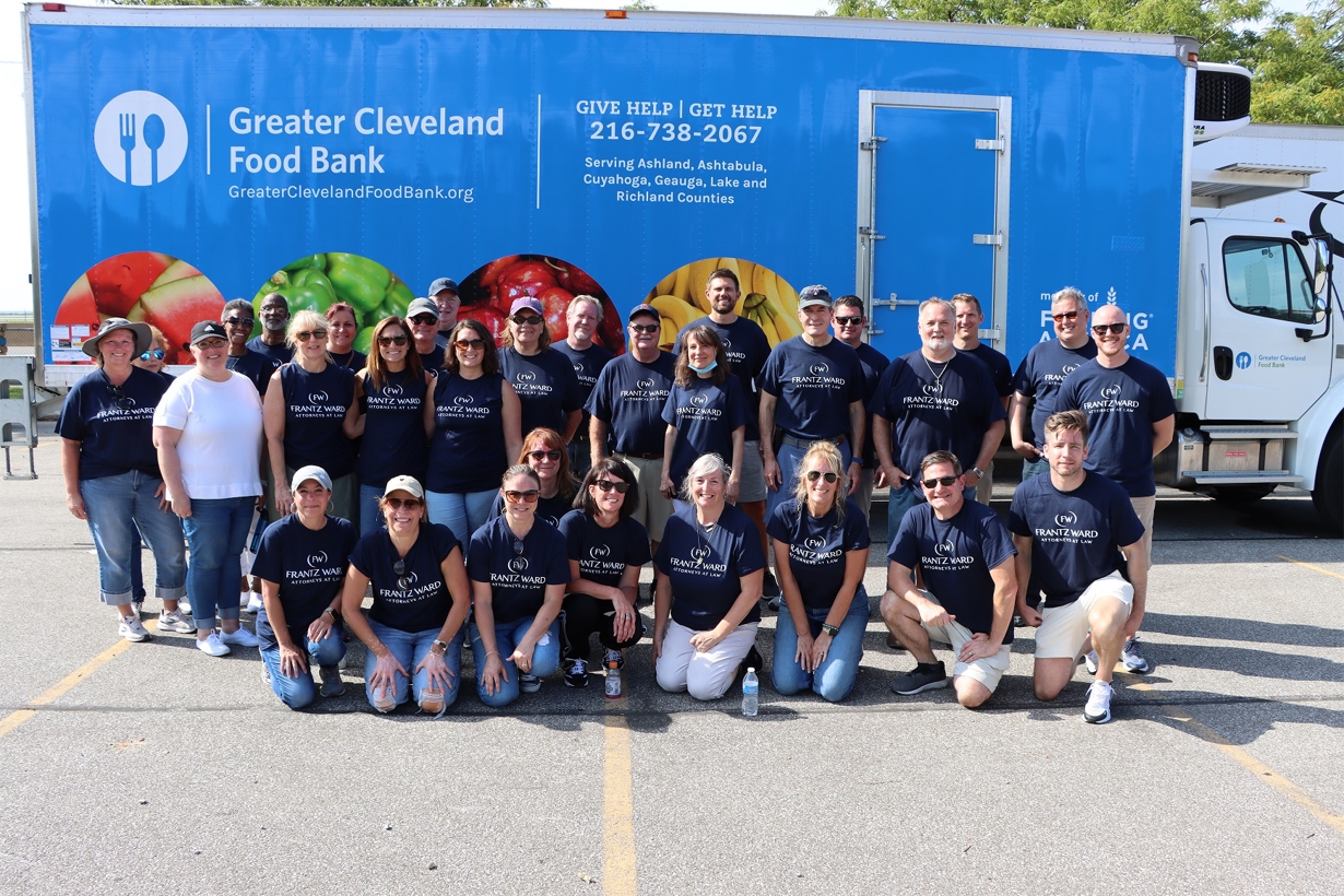 Team photo after the firm’s volunteer event with the Cleveland Food Bank