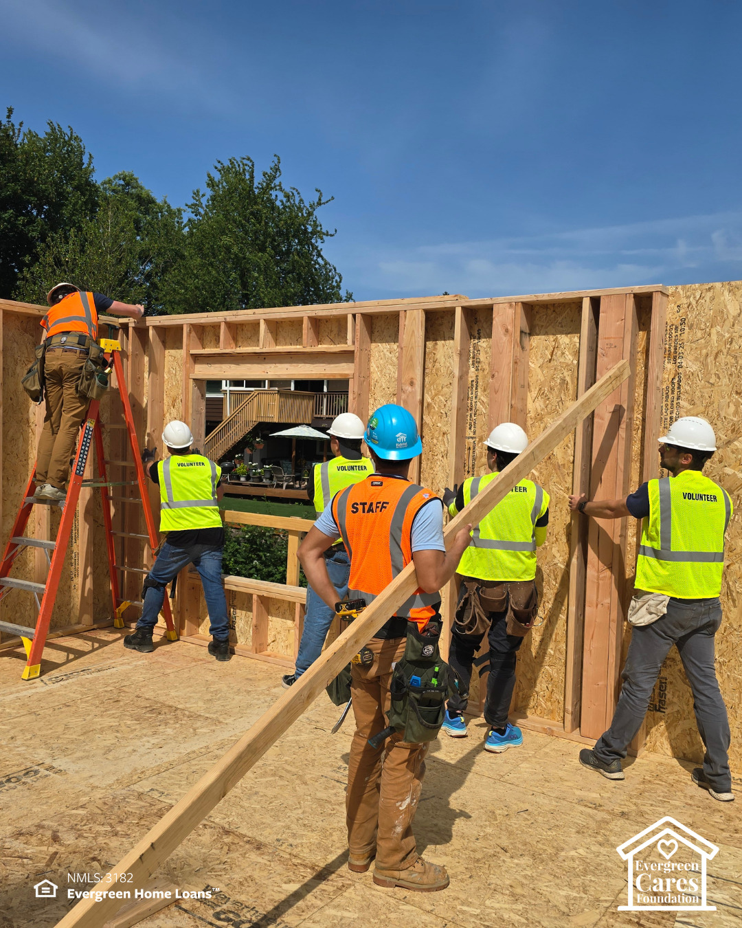 Evergreen partnered with Habitat For Humanity to help build local housing.