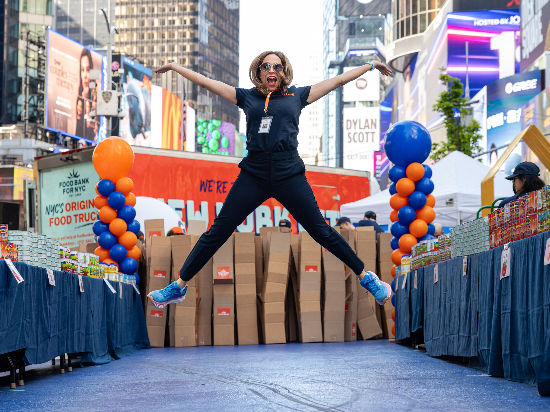 Jumping for Joy at a Times Square Distribution!