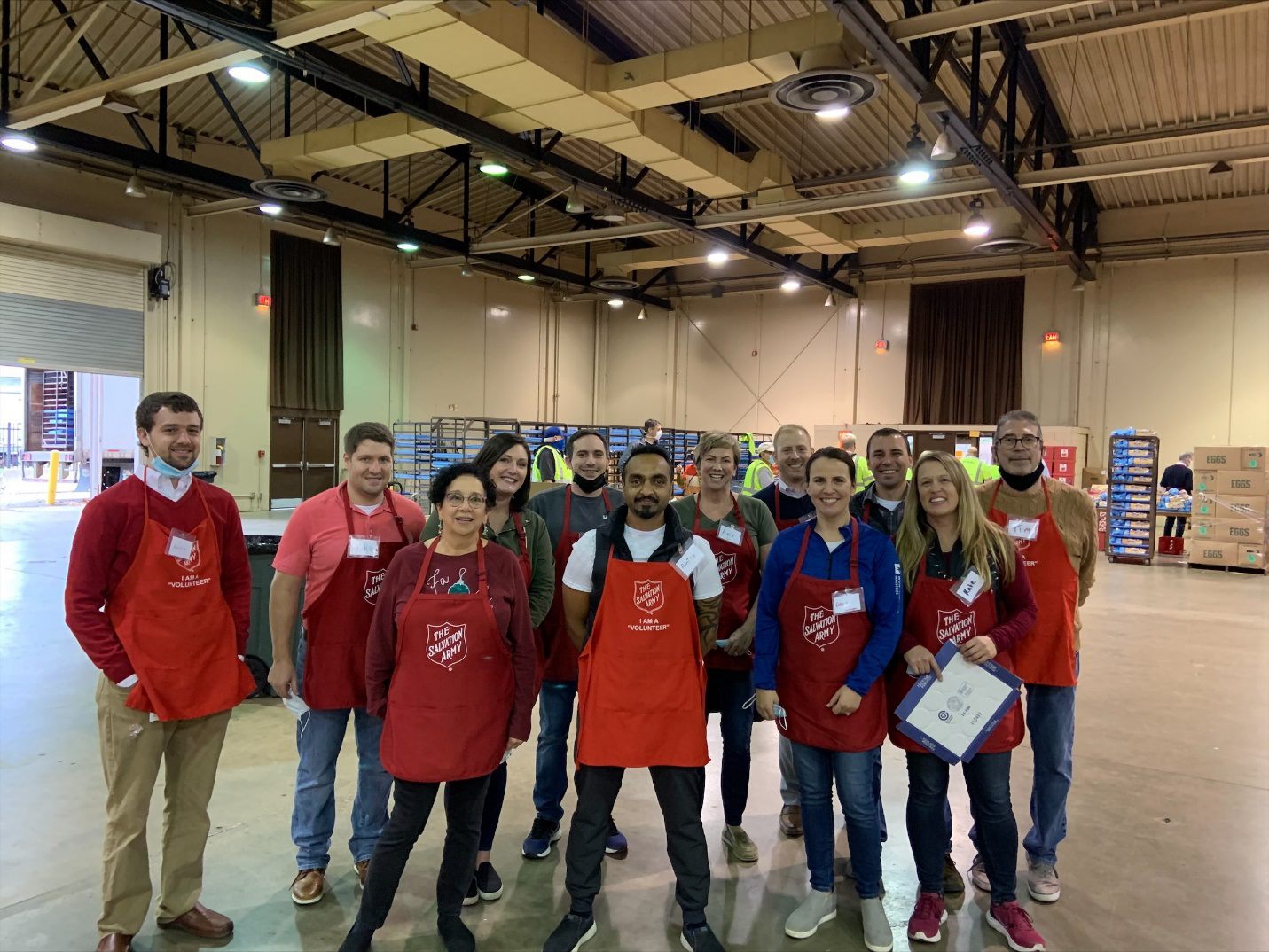 Pictured, a team of Worthington employees volunteering at the Salvation Army’s Christmas Cheer event, where toys and meals were distributed to brighten the holidays for many families.