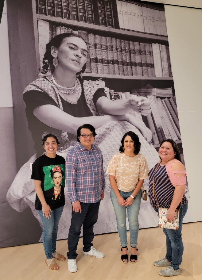 Members of the CU Latine Affinity Group visiting an art exhibit.