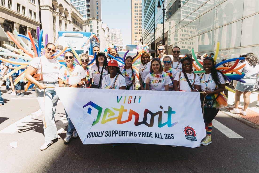 Visit Detroit staff at the 2025 Motor City Pride parade.