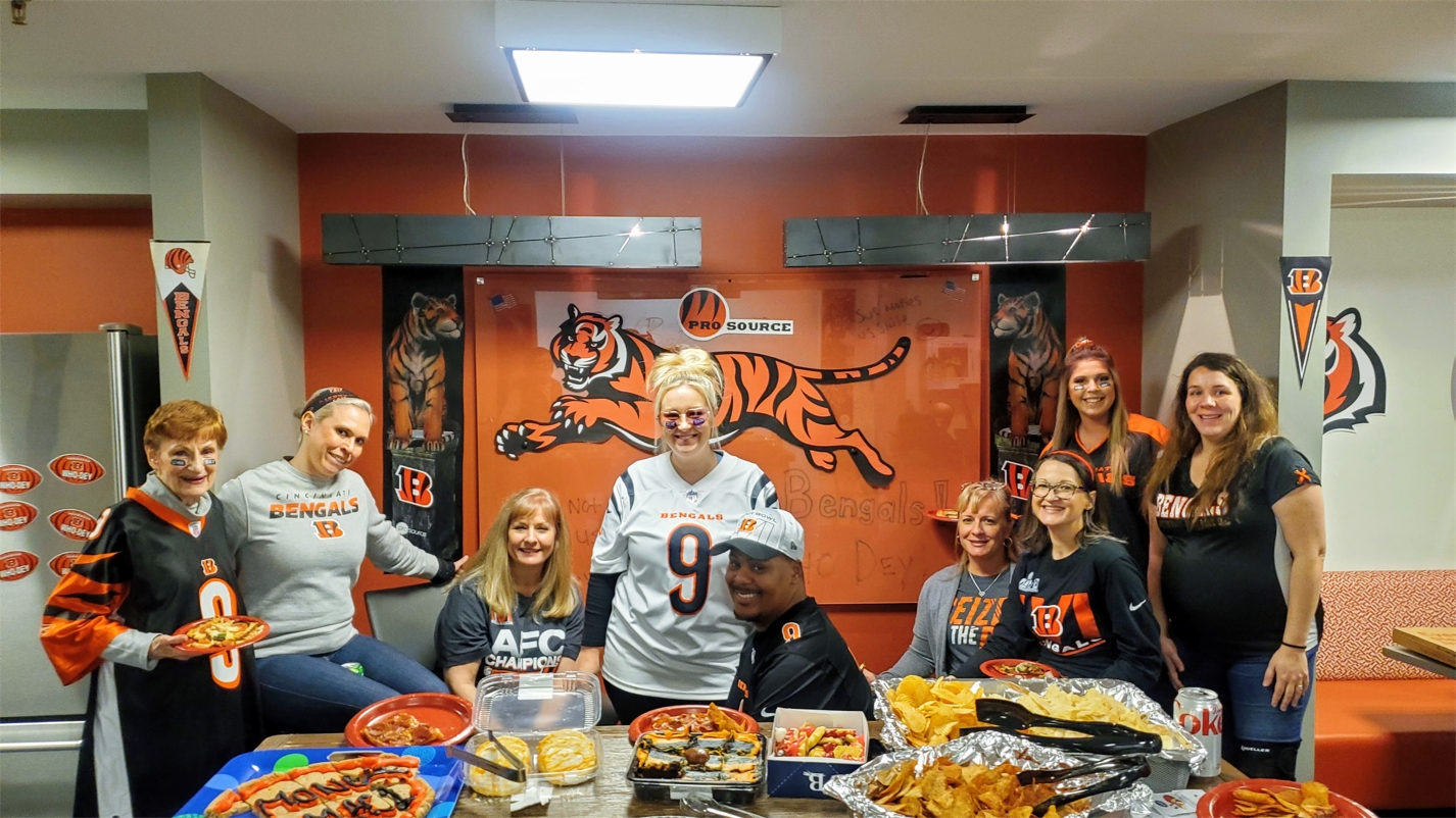 Prosource team members cheering on the Super Bowl-bound Bengals