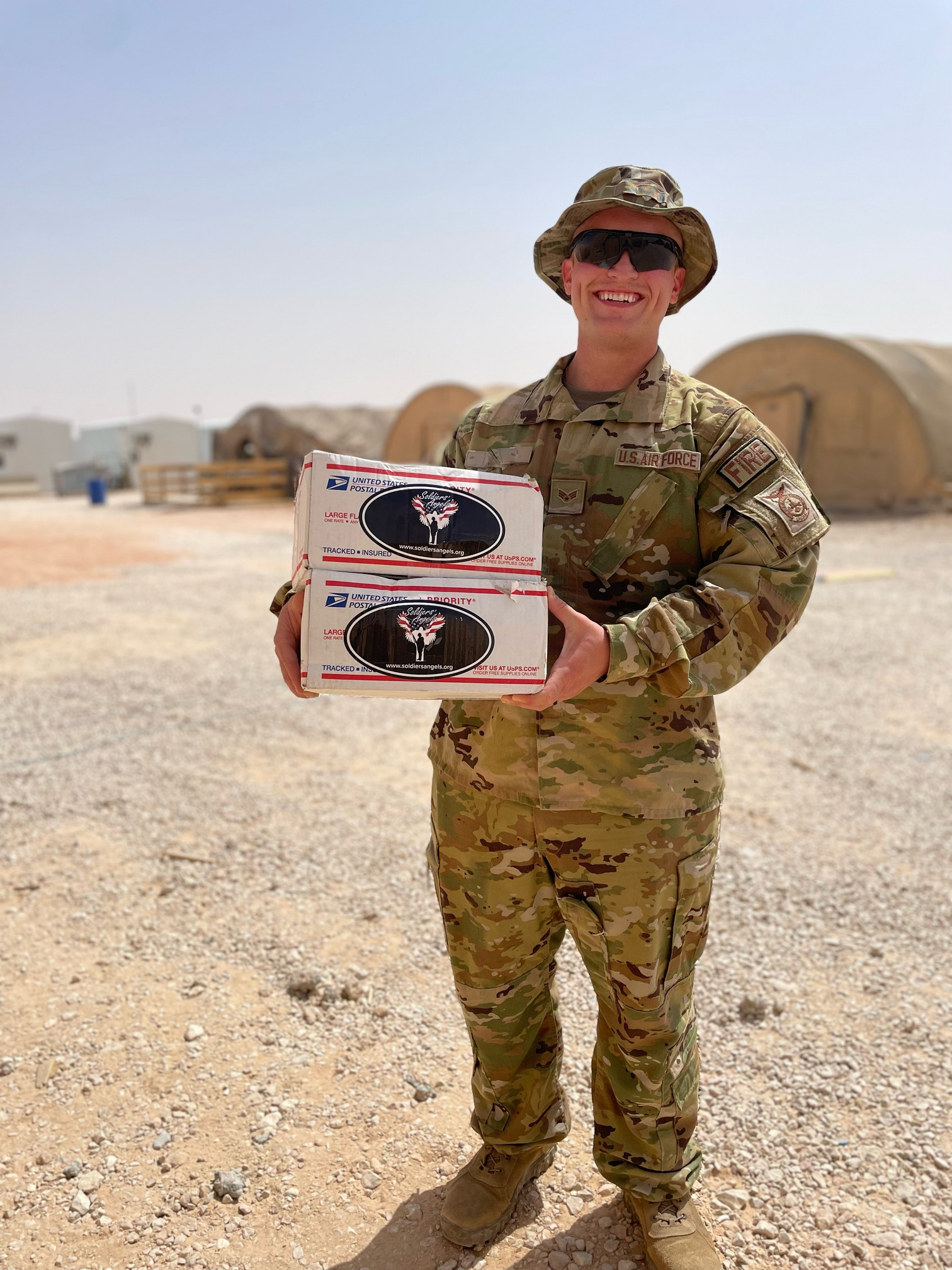 Deployed Service Member excited for care packages from Soldiers' Angels