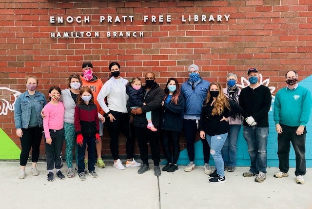 Mural installation at the Hamilton Library sponsored by Northwestern Mutual Mid-Atlantic. To unveil the mural members of our orgnaization participated in a community cleanup day in April 2021.