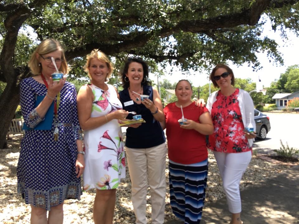 Alpha Home staff cools off with some ice cream. 