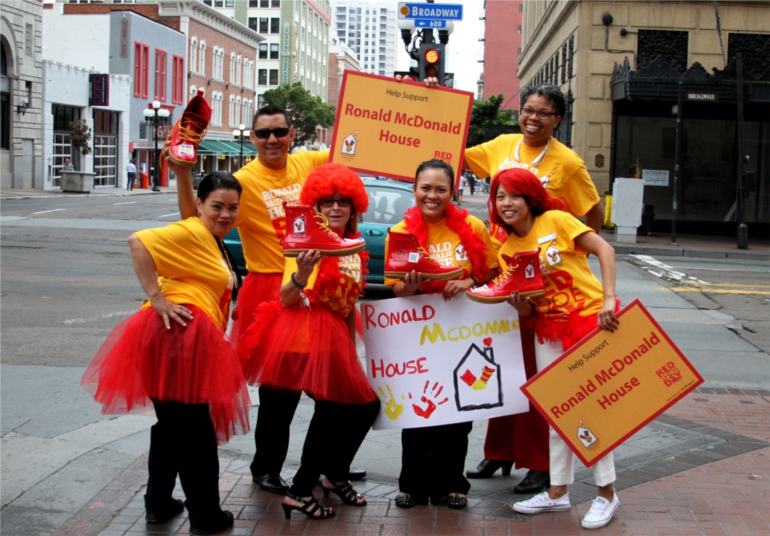 The whole staff was out on our hotel intersection fundraising for Ronald McDonald House Charities of San Diego!  RMHC wrote us a special email saying we were the most spirited Downtown!