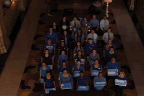 Our Courtyard Team kicking off Autism Awareness by lighting it up blue for the month of April 2015!