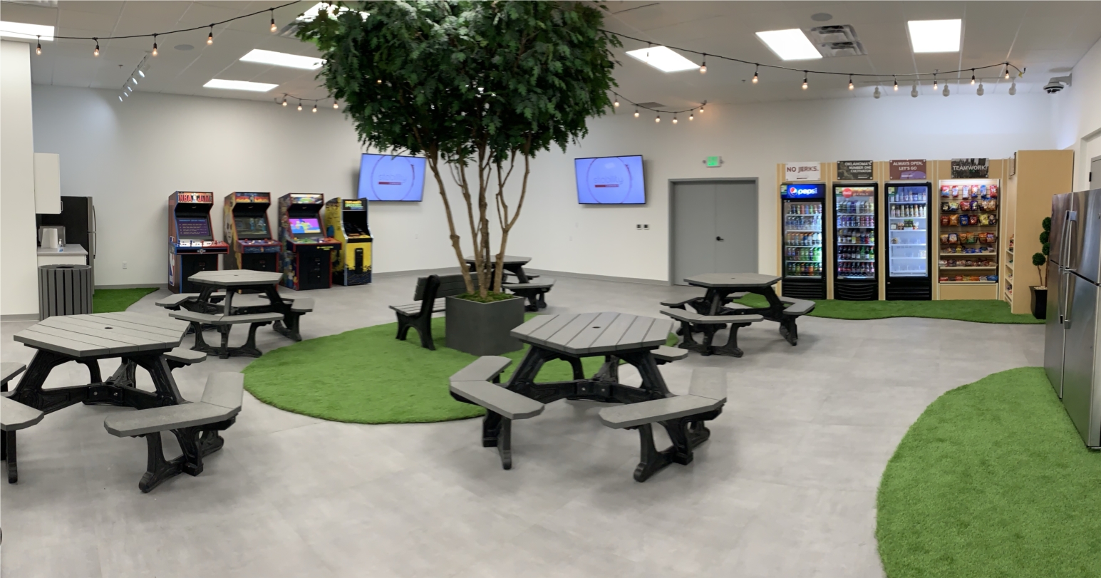 "The Park".  Stability Cannabis employee break room features a free arcade, nearly free food and drinks, and a park like atmosphere.