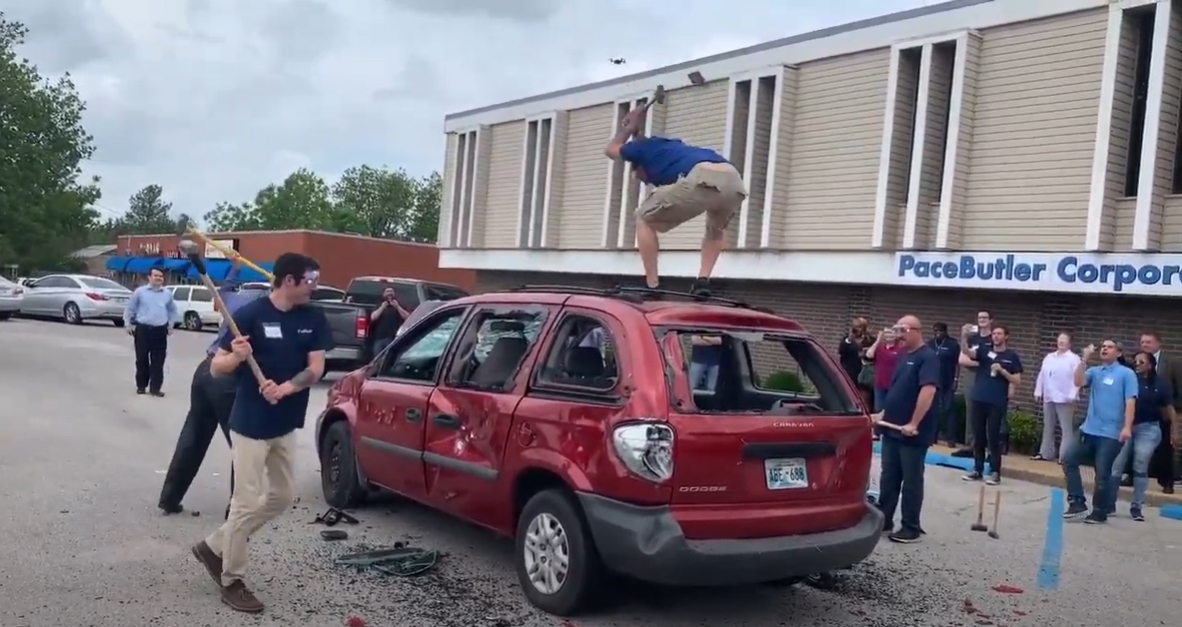 Destroying a van for a little stress relief!