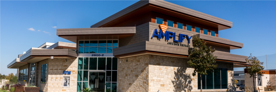 Exterior shot of Amplify's flagship branch, Esperanza Crossing.