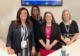 Sarah Buckner-Vernon, Nichole Trobare, Jessica Rodriguez, and Alicia Waggoner attend ICSC RECon