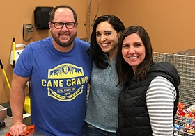 David Clary, Teresa Lovely, and Lindsey Vedros volunteer at SJC's annual day of service. 