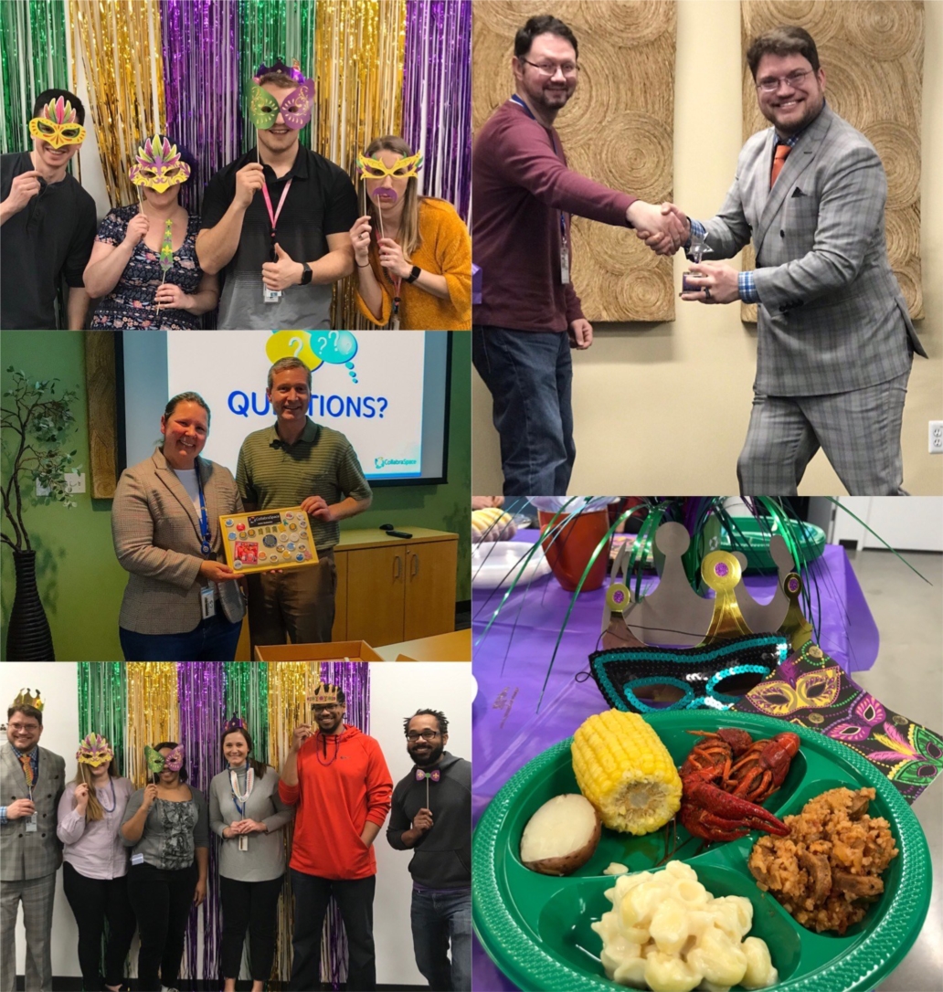 We love doing themed All Hands Meetings for our team! The theme for this one was Mardi Gras where the night started off with a Tech Talk on Agile Teams and then everyone enjoyed delicious Cajun style food that included jambalaya and crawfish.