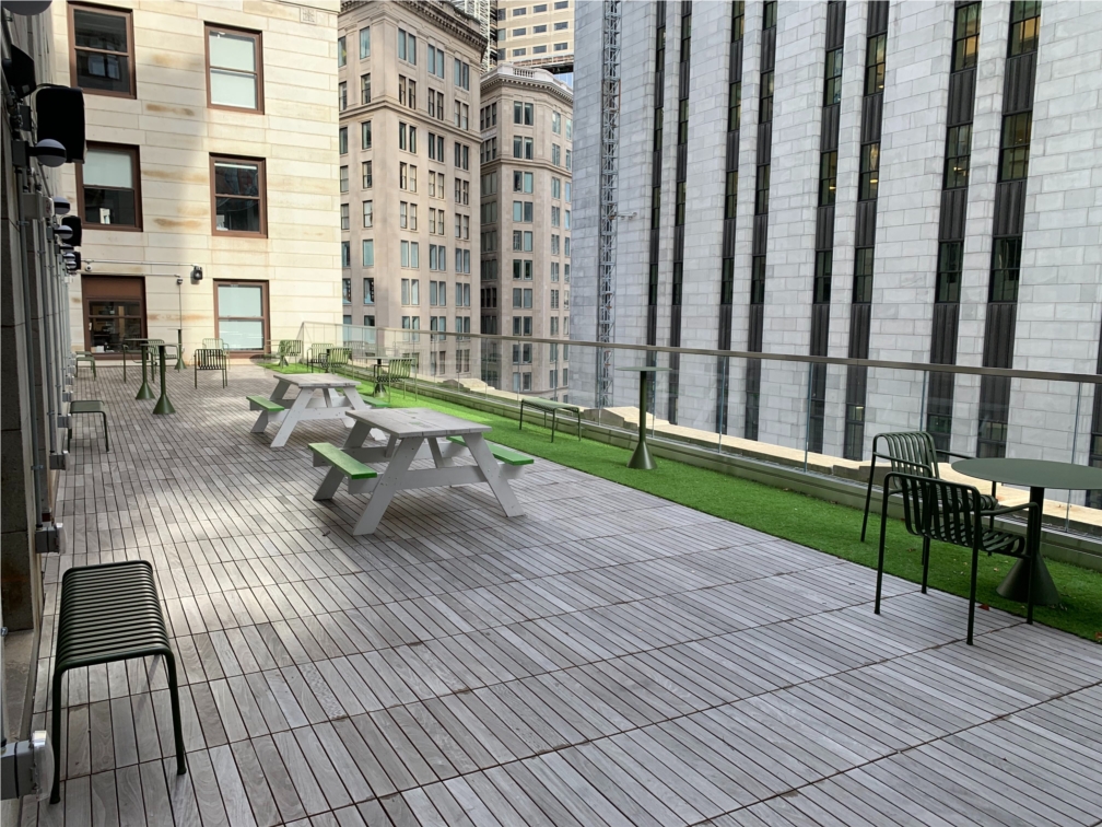 Roof deck at ezCater's Boston office
