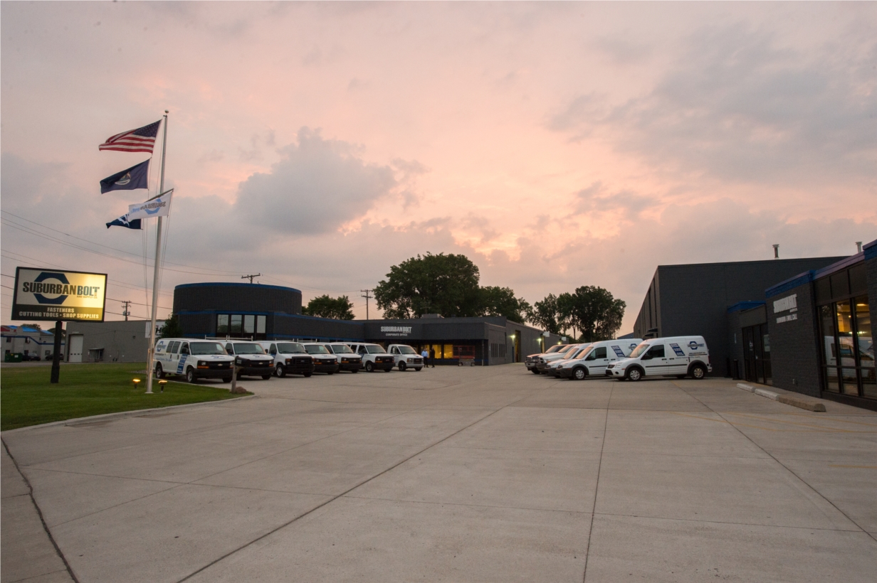 Our buildings in Roseville with our delivery fleet.