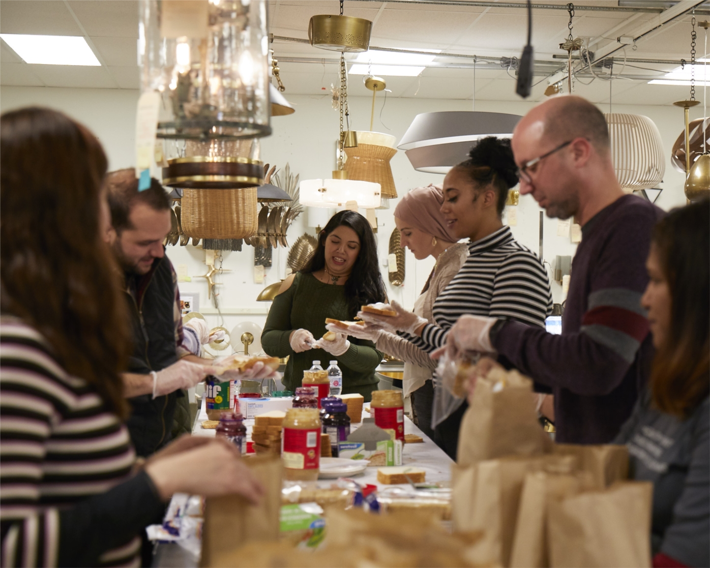 Arteriors operates from an entrepreneurial spirit where embracing and driving change is something our employees consistently aim for.  In the spirit of this, Arteriors hosted a Giving Day to promote philanthropic efforts to support multiple local non-profit organizations.  These are some of our employees putting together sandwiches to provide to individuals who are in need.