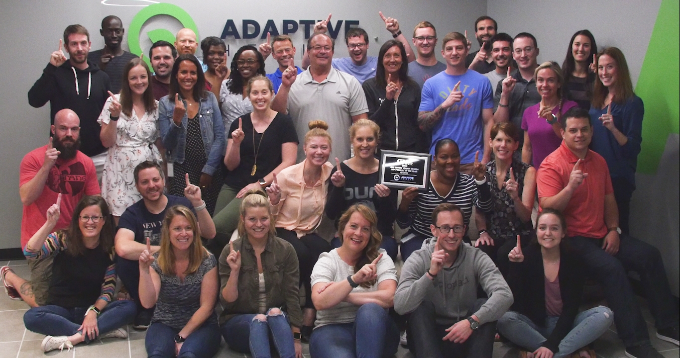 The Adaptive Health team celebrates being awarded GNC's 2019 Top Product of the Year for Nugenix.