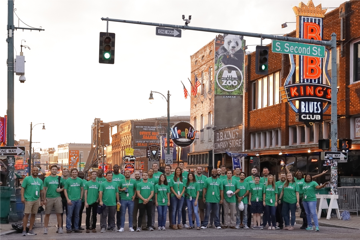 Team Memphis celebrated its 4th anniversary with a happy hour and a team pick sporting their brand new team t-shirts.