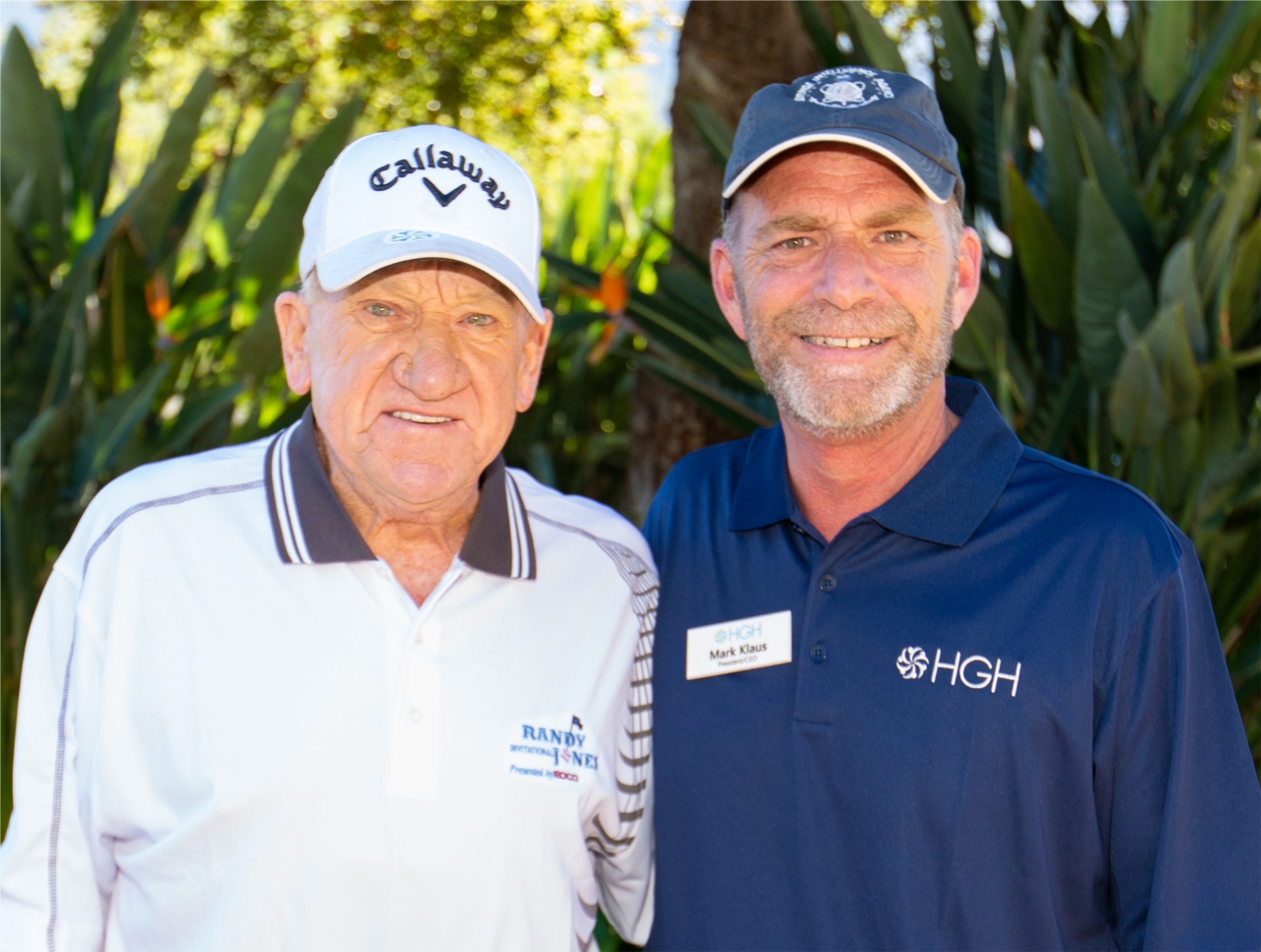 Randy Jones, San Diego Padres and long-time supporter of HGH, with Mark Klaus, HGH President/CEO, at the 2018 Golf Classic.