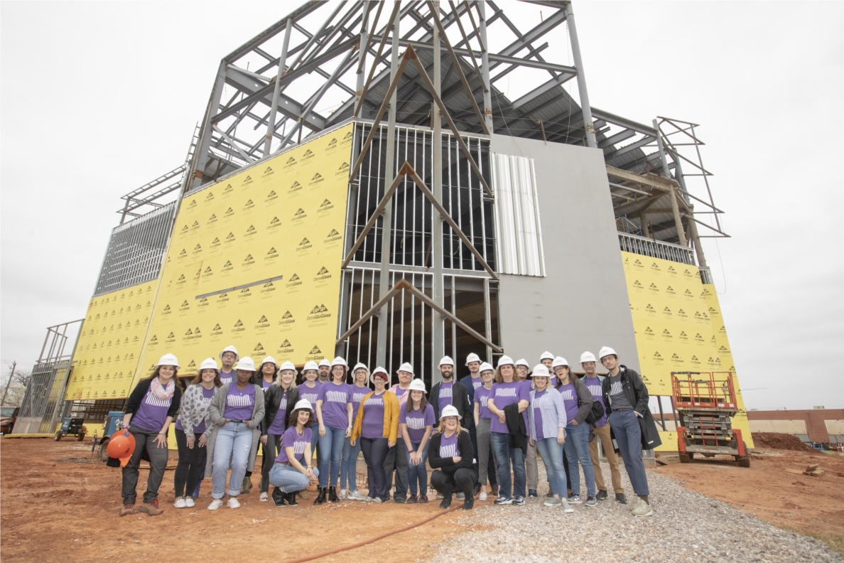 Oklahoma Contemporary staff take a hard hat tour of the new building.