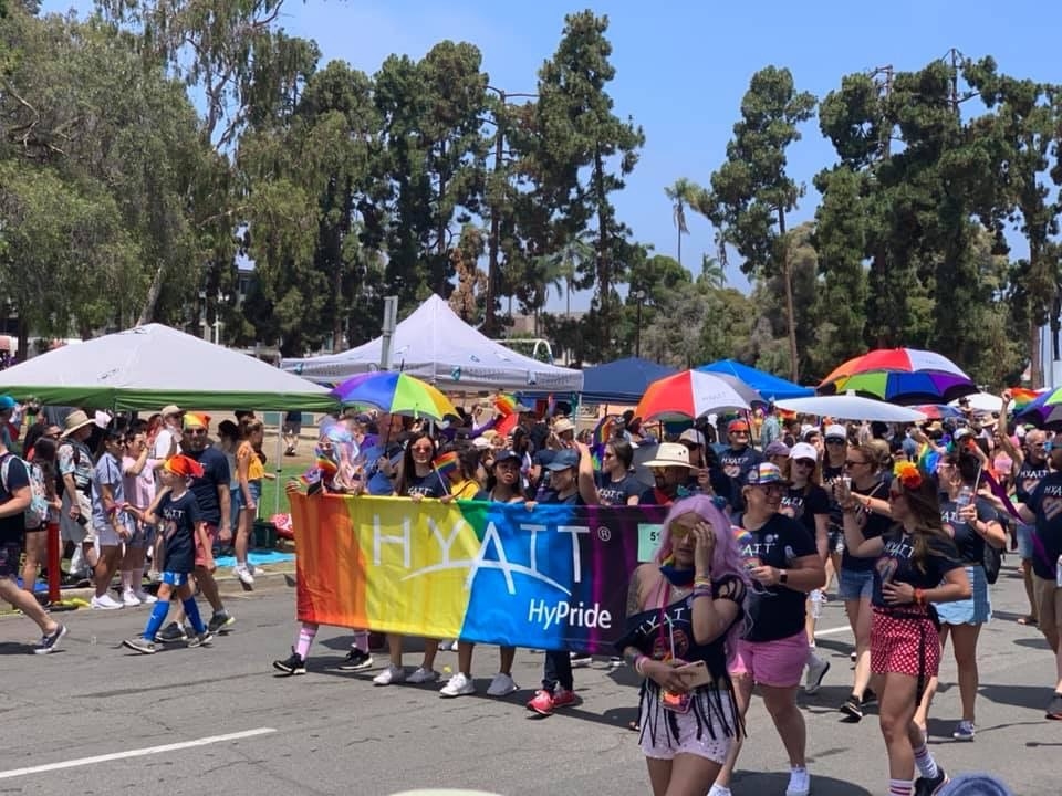 Celebrating diversity and inclusion along with Hyatt's LGBTQ community and allies at this summer's PRIDE march.