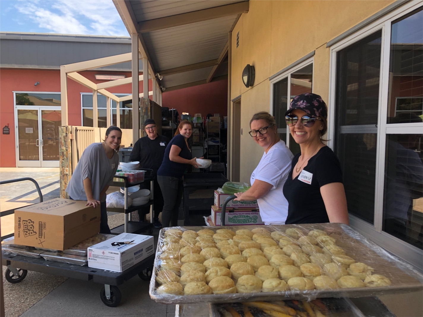 Our volunteers helping to provide a delicious meal for the families staying at the Ronald McDonald House.