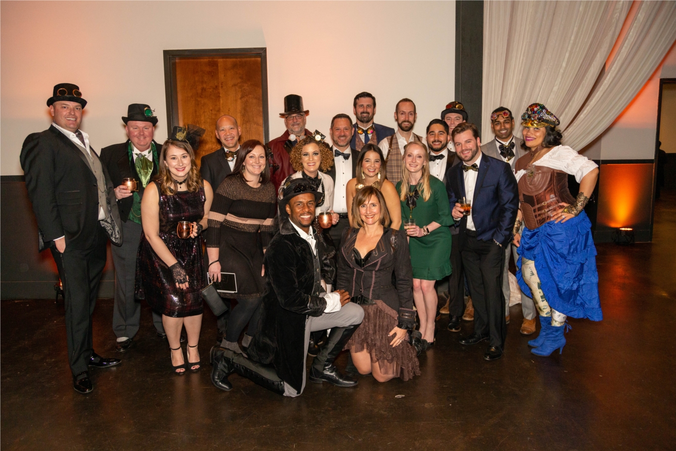 Chicago team at the 2019 Holiday Party. Theme: Steampunk!