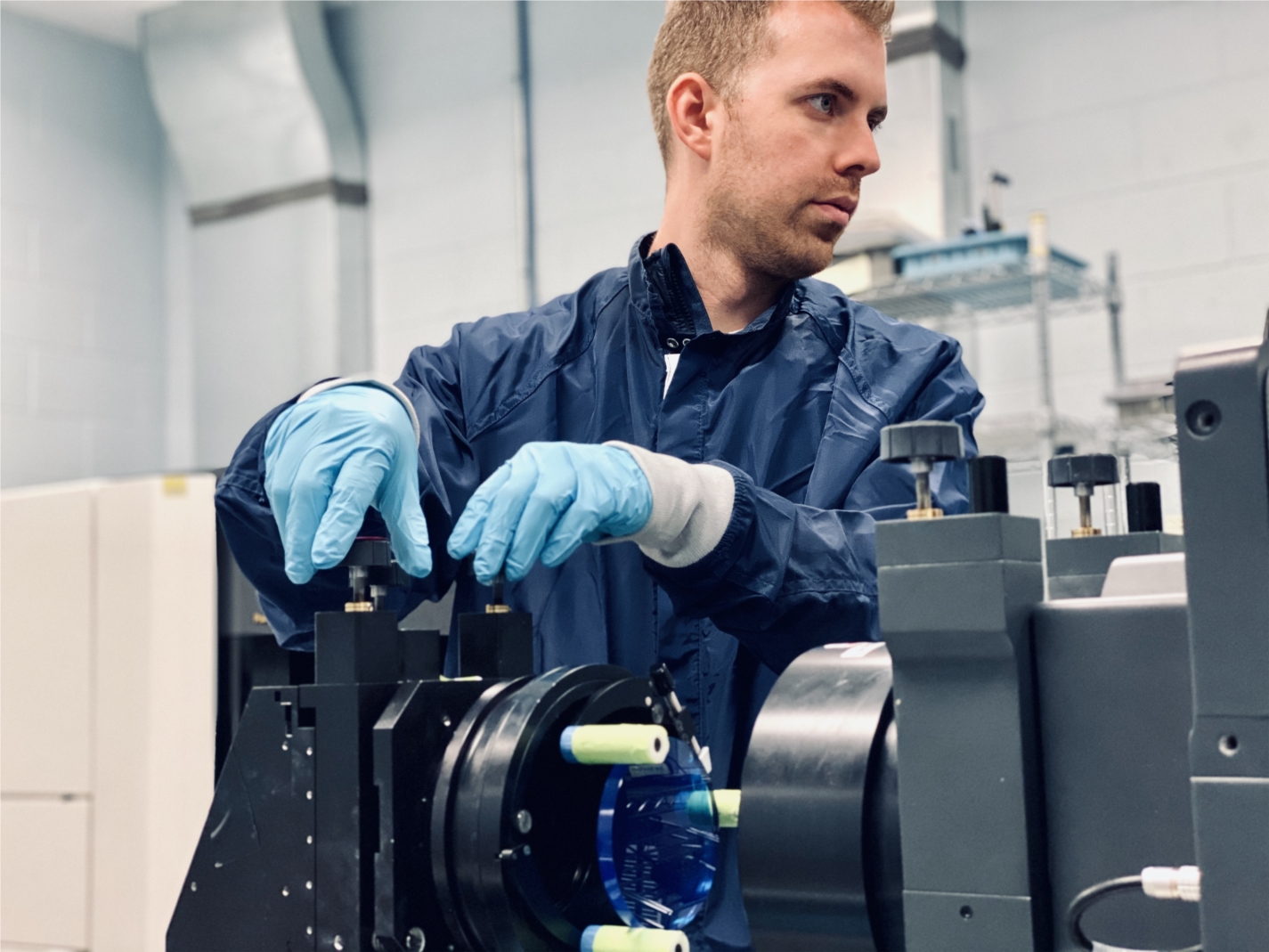 Measuring high-precision optics is a key component of optics manufacturing, as pictured here in one of Optimax's Metrology labs. 