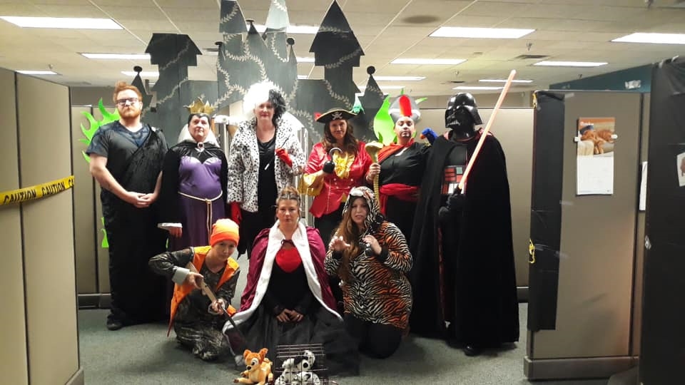 Every Halloween, we do a costume contest - sometimes by department. In 2019, the billing team won the contest by dressing up as Disney Villains.